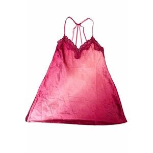 In Bloom by Jonquil Satin Lace Babydoll Chemise Pink Ombre L